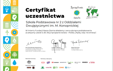 "Myślę, więc nie śmiecę" - certyfikat dla SP2 1
