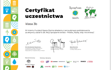 "Myślę, więc nie śmiecę" - certyfikat dla SP2 3