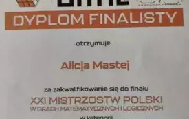 Galeria aktualności Uczniowie naszej szkoły finalistami Mistrzostw Polski w Grach Matematycznych i Logicznych 5