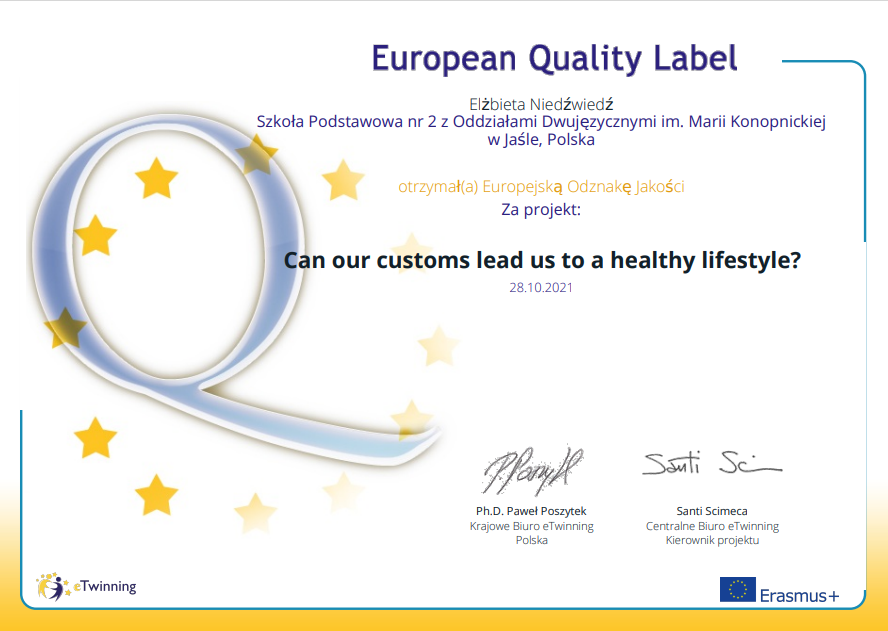 Dyplom Europejskiej Odznaki Jakości